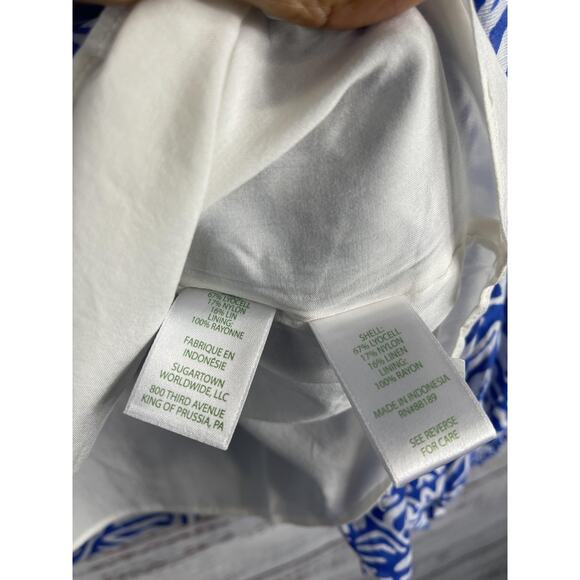 Lilly Pulitzer Laurilee Blouse Womens 6 Blue Animal Print Long Sleeve Zip Top - Picture 7 of 10